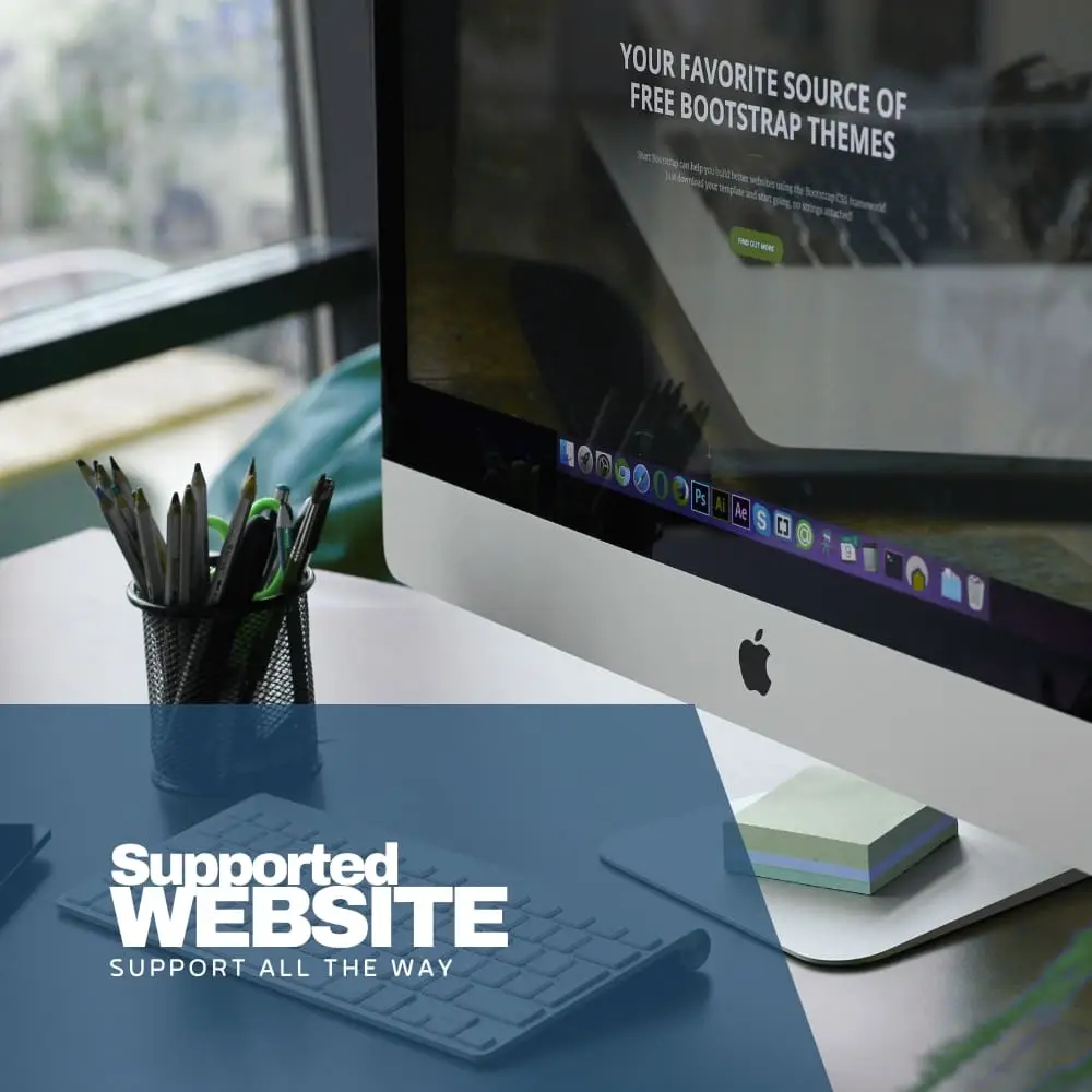 Supported Website package – Apple iMac with support tools and a clean web layout